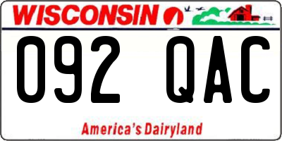WI license plate 092QAC