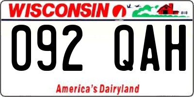 WI license plate 092QAH