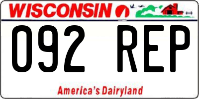 WI license plate 092REP