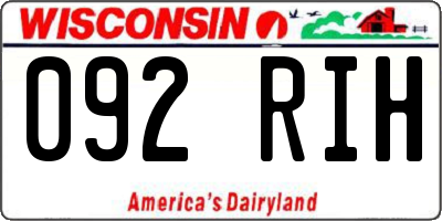 WI license plate 092RIH