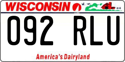 WI license plate 092RLU