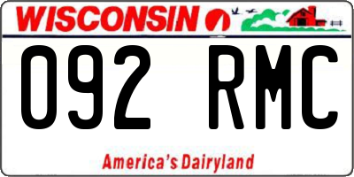 WI license plate 092RMC