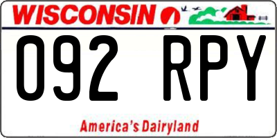 WI license plate 092RPY