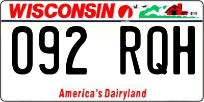 WI license plate 092RQH