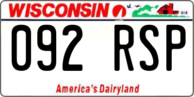 WI license plate 092RSP