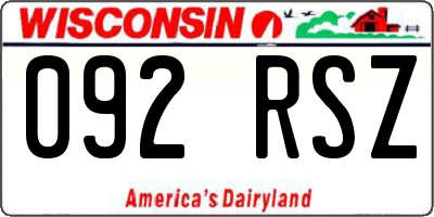 WI license plate 092RSZ