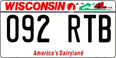 WI license plate 092RTB