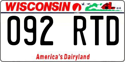 WI license plate 092RTD