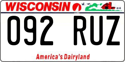 WI license plate 092RUZ