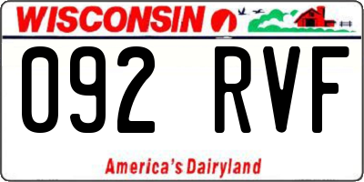 WI license plate 092RVF