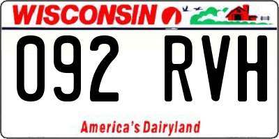 WI license plate 092RVH