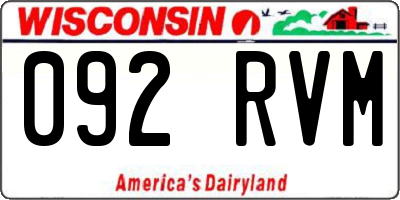 WI license plate 092RVM