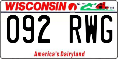 WI license plate 092RWG