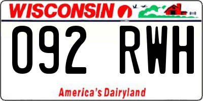 WI license plate 092RWH