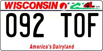 WI license plate 092TOF