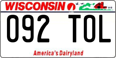 WI license plate 092TOL