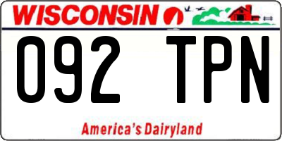 WI license plate 092TPN