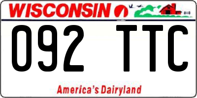 WI license plate 092TTC