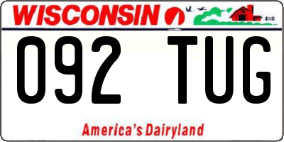 WI license plate 092TUG