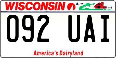 WI license plate 092UAI