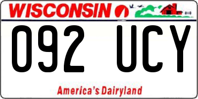 WI license plate 092UCY