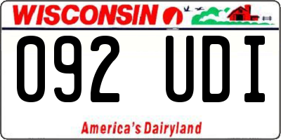 WI license plate 092UDI