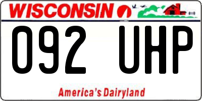 WI license plate 092UHP