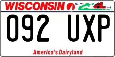 WI license plate 092UXP