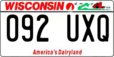WI license plate 092UXQ