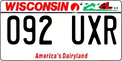 WI license plate 092UXR