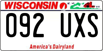WI license plate 092UXS