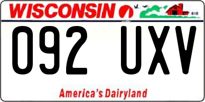 WI license plate 092UXV