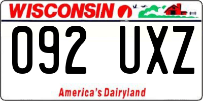 WI license plate 092UXZ