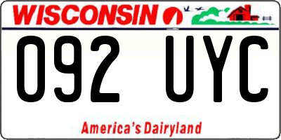 WI license plate 092UYC