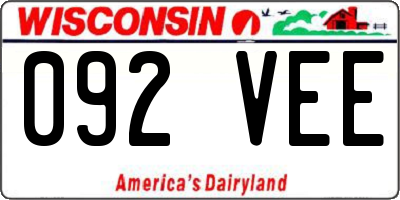 WI license plate 092VEE