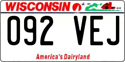 WI license plate 092VEJ