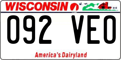 WI license plate 092VEO