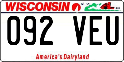WI license plate 092VEU