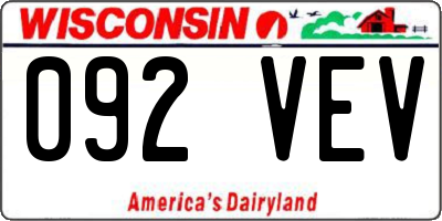 WI license plate 092VEV