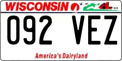 WI license plate 092VEZ
