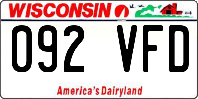 WI license plate 092VFD