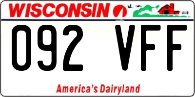 WI license plate 092VFF