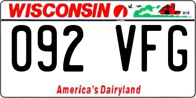 WI license plate 092VFG