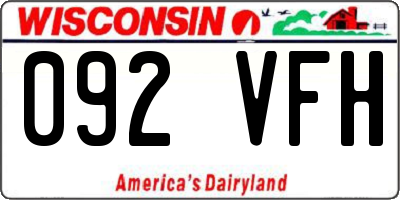 WI license plate 092VFH