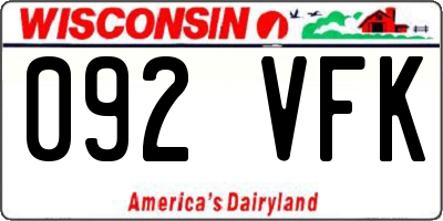 WI license plate 092VFK