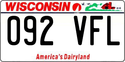 WI license plate 092VFL