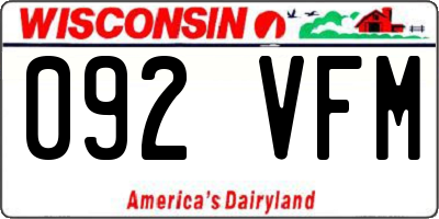 WI license plate 092VFM