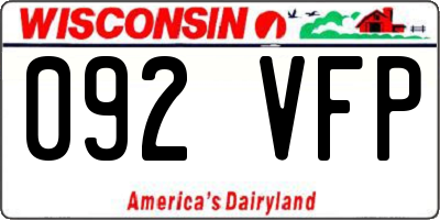 WI license plate 092VFP