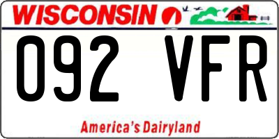 WI license plate 092VFR