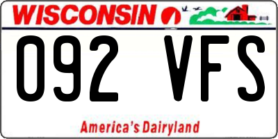 WI license plate 092VFS